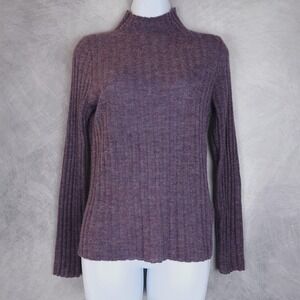 Madewell Sweater Womens Medium Purple Alpaca Mock Neck Ribbed Knit Pullover